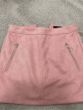 Forever 21 Blush Pink Faux Suede Mini Skirt with Ring Zip Details
